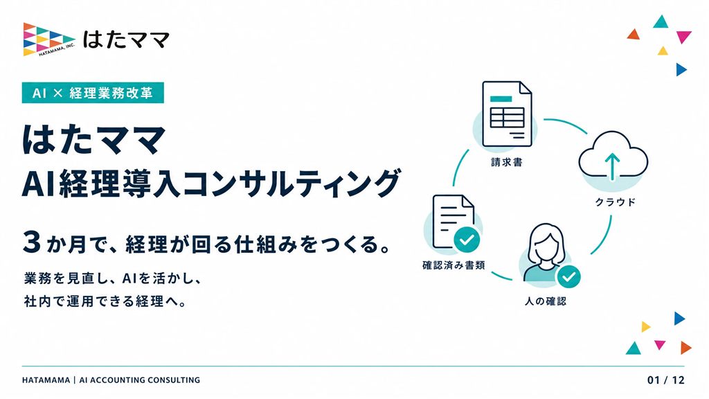 はたママAI経理導入コンサルティング 3か月で、経理が回る仕組みをつくる。